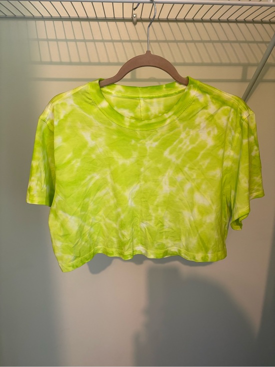 lululemon athletica Tops - lululemon athletica Neon Lime Green Tie-Dye Cropped Tee